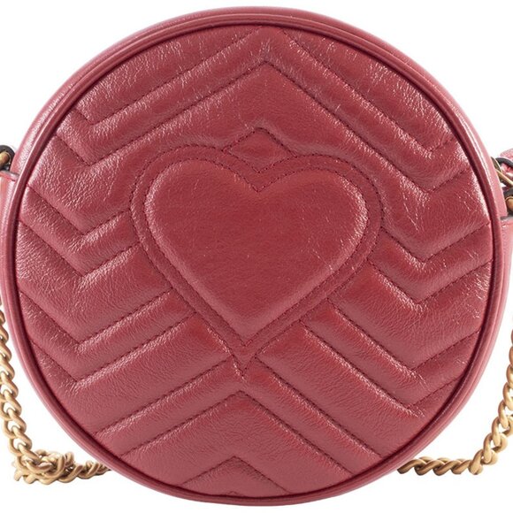 GUCCI Authentic Red Leather GG Marmont Shoulder Bag - Picture 3 of 16